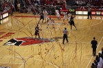 After the first points in a Ball State home game, "The Nest" tosses up confetti.